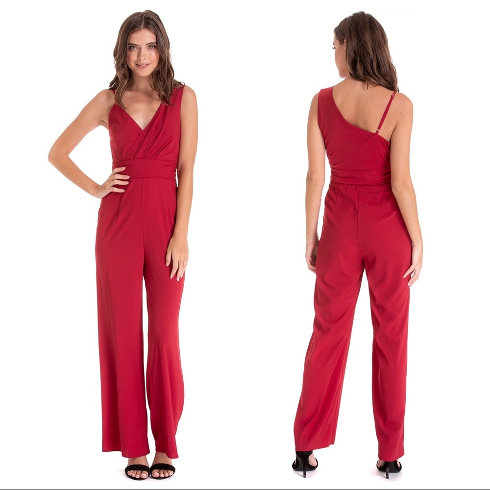 Australia Style State Asymmetric Neckline High Waisted Jumpsuit S